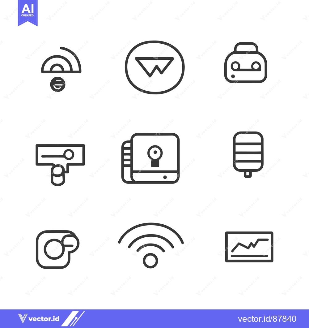 Premium Vector dari Nine Black Outline Icons on White Background