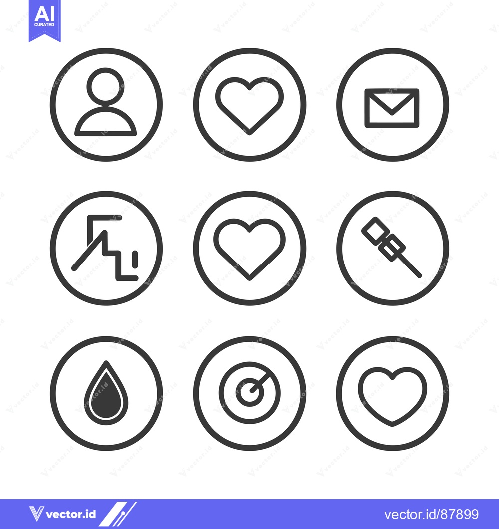 Premium Vector of Nine Circular Icons with Different Symbols