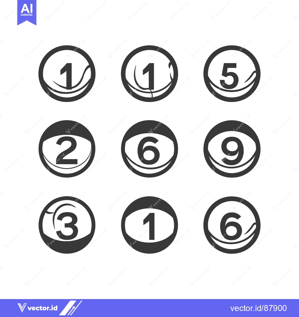 Premium Vector of Nine Circular Icons with Numbers 1-9