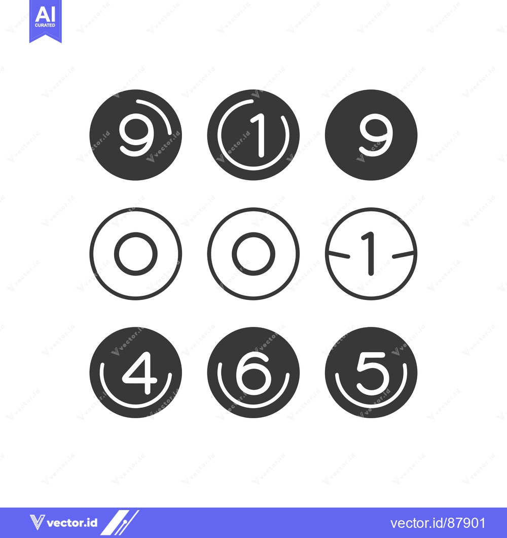 Premium Vector of Nine Circular Icons with Numbers and a Line
