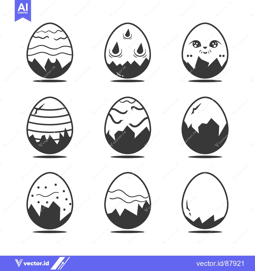 Premium Vector dari Nine Different Designs of Eggs with Abstract Patterns