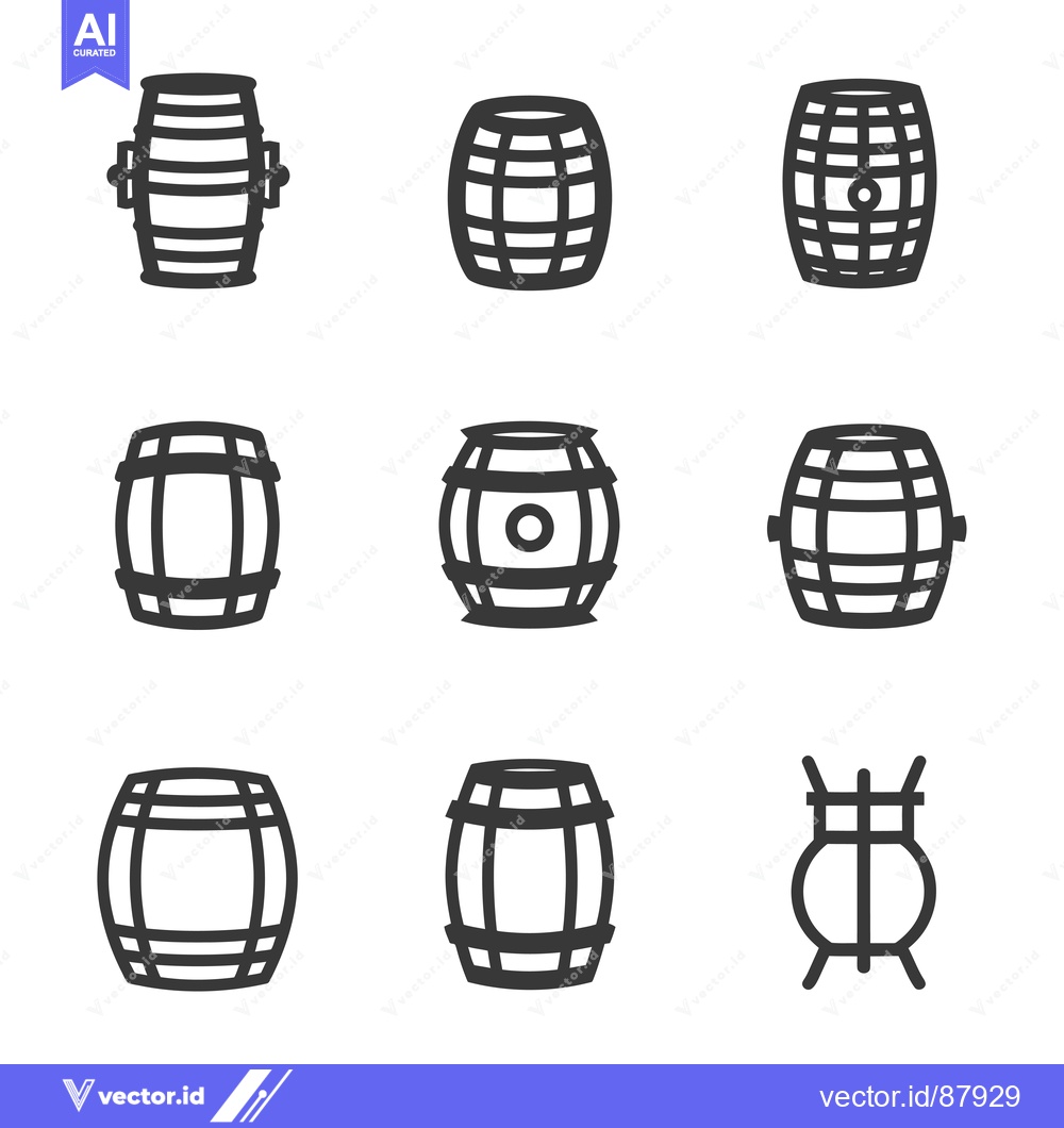 Premium Vector of Nine Different Illustrations of Barrels