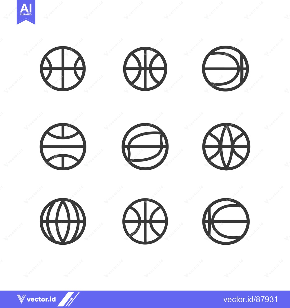 Premium Vector dari Nine Different Line Art Basketball Icons