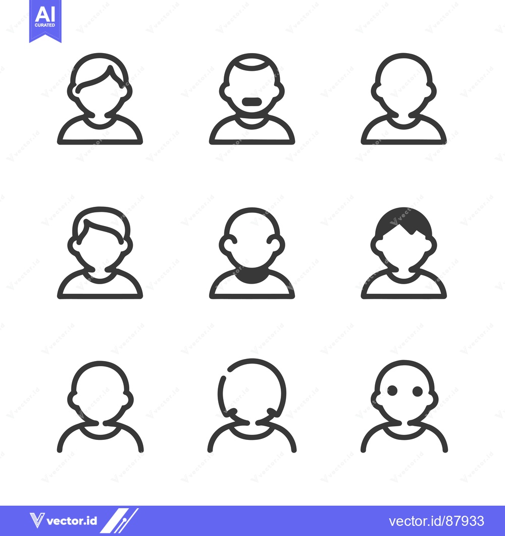 Premium Vector of Nine Different Line Art Illustrations of Human Profile Icons