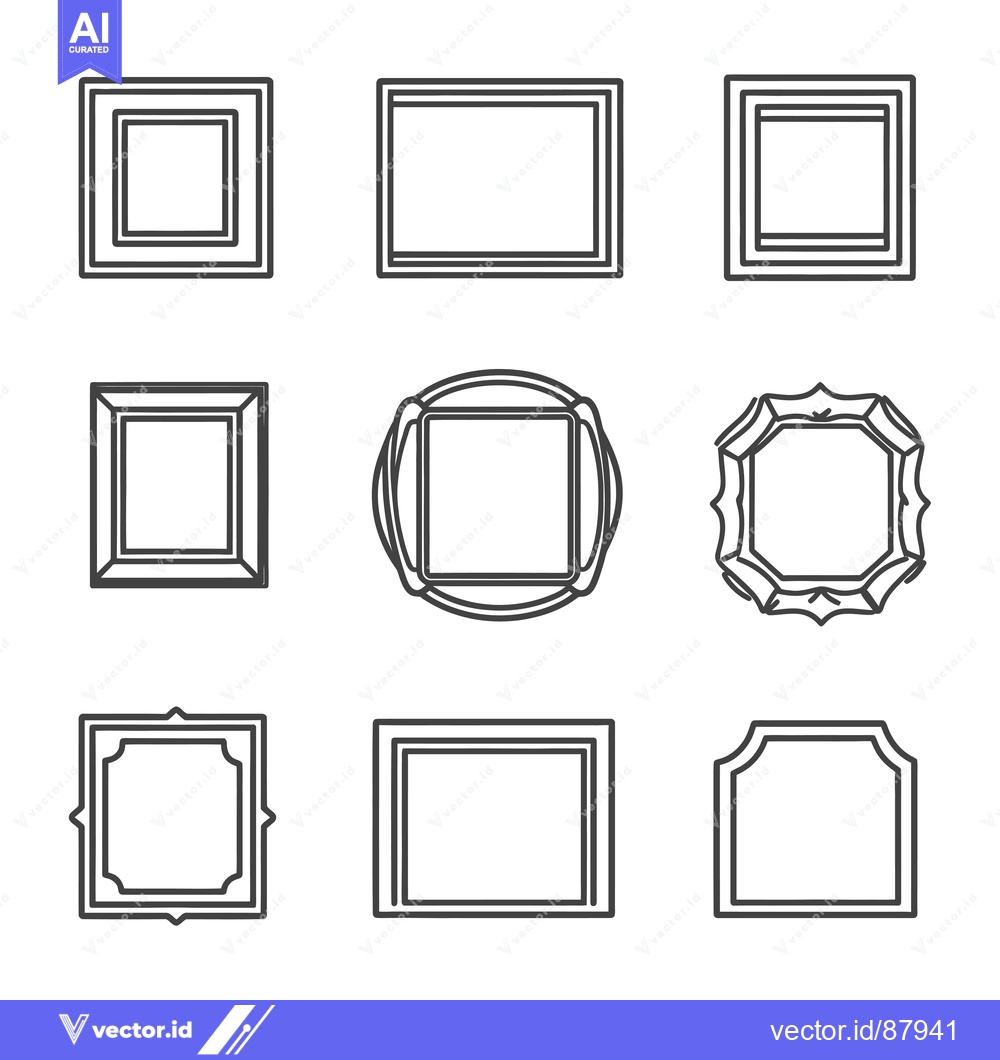 Premium Vector dari Nine Different Line Drawings of Picture Frames