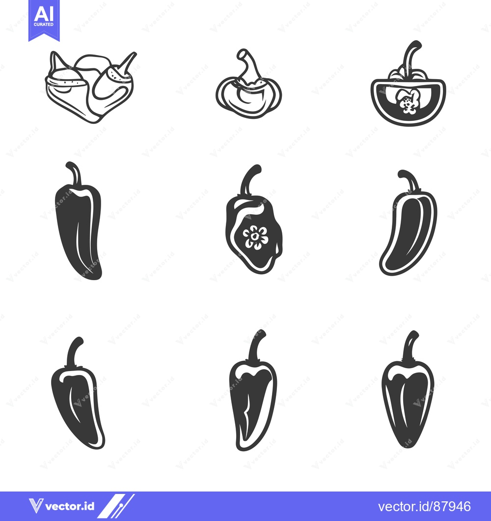 Premium Vector dari Nine Different Styles of Bell Pepper Illustrations
