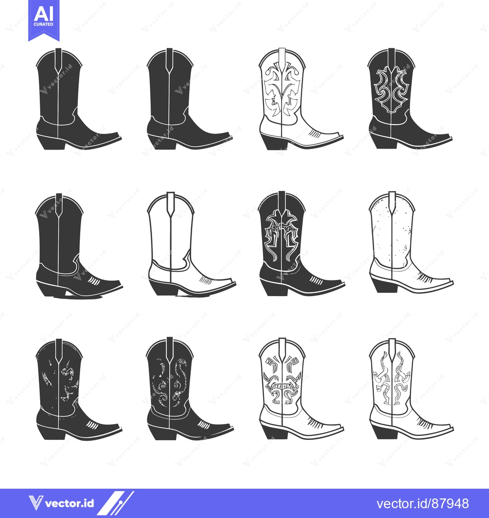 Premium Vector dari Nine Different Styles of Cowboy Boots