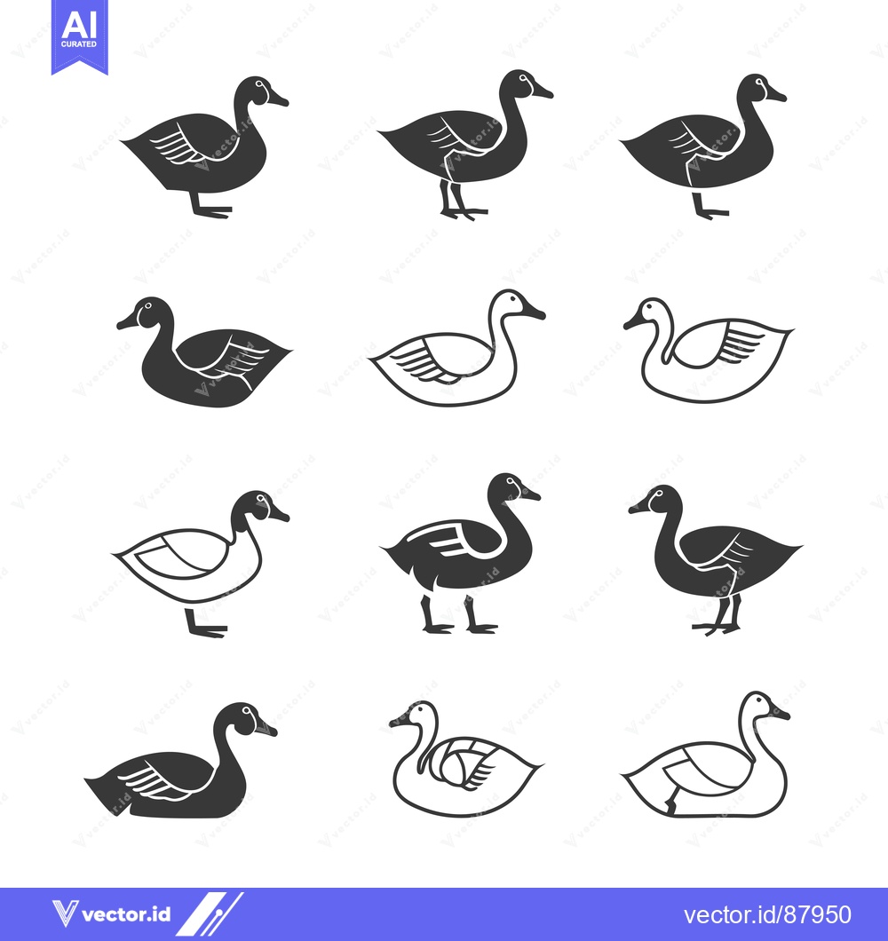Premium Vector of Nine Different Styles of Duck Illustrations