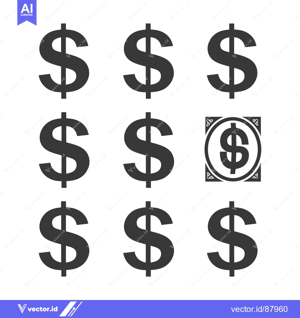 Premium Vector dari Nine Dollar Signs with One Enclosed in a Square