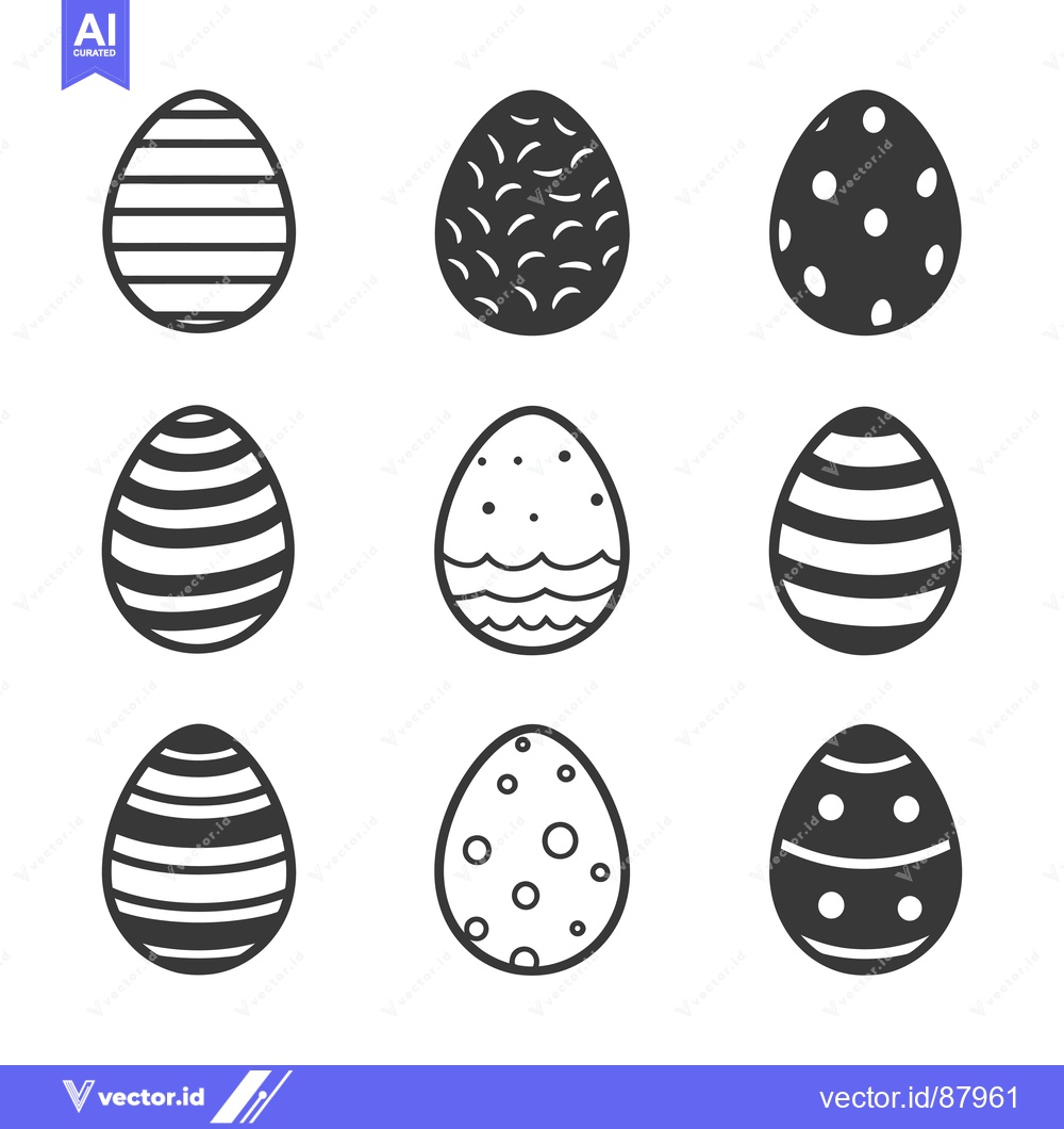 Premium Vector dari Nine Easter Eggs with Various Patterns