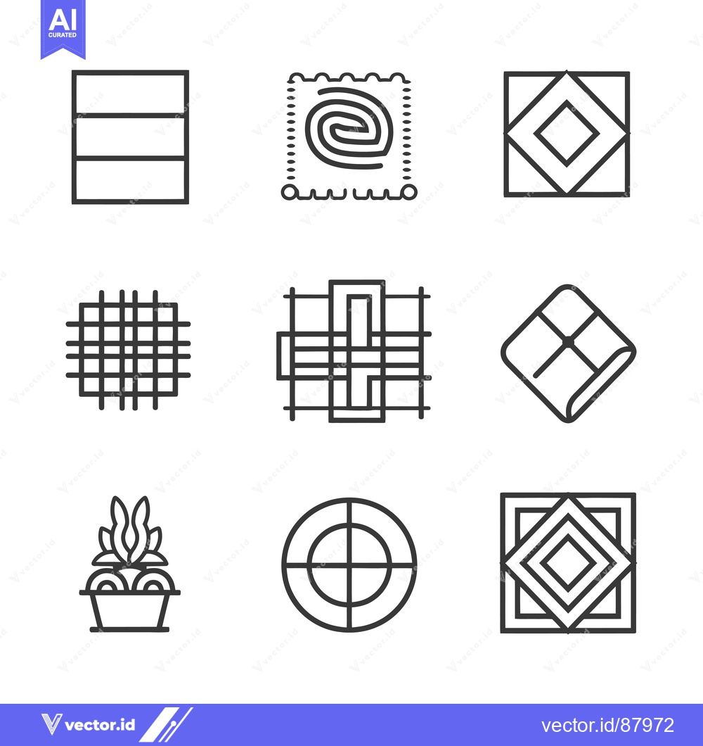 Premium Vector of Nine Geometric Shapes Composed of Lines