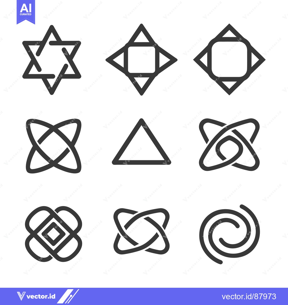 Premium Vector dari Nine Geometric Shapes Consisting of Lines and Curves