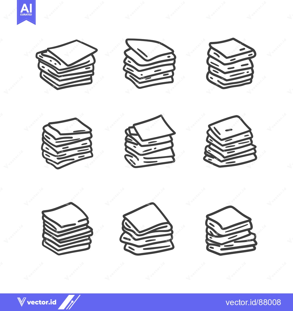 Premium Vector of Nine Hand-Drawn Stacks of Papers in Different Configurations