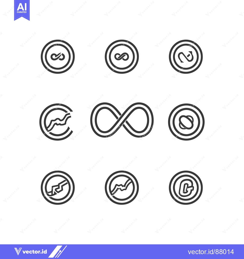 Premium Vector of Nine Infinity Symbols in Circles and Alone