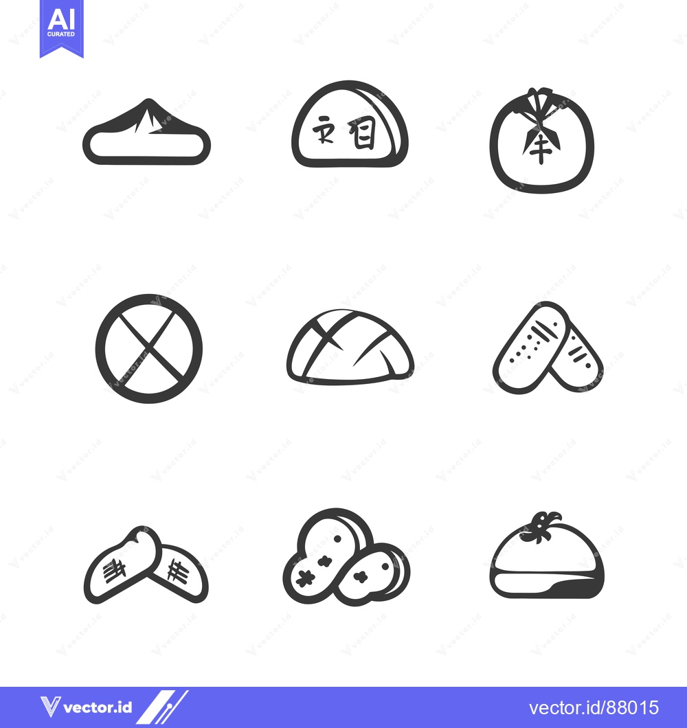 Premium Vector of Nine Japanese New Year's Food Icons