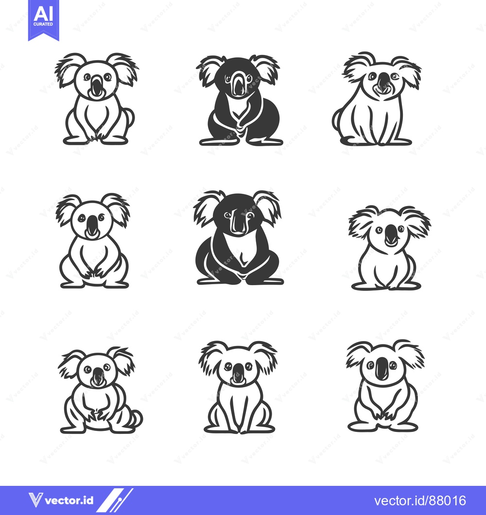 Premium Vector dari Nine Koala Bear Illustrations in Different Positions