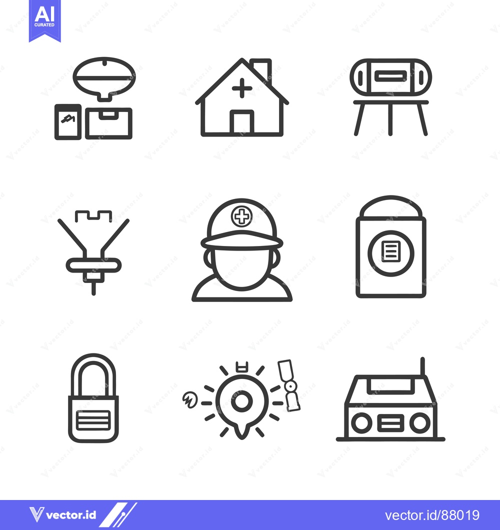 Premium Vector of Nine Linear Icons Representing Various Concepts