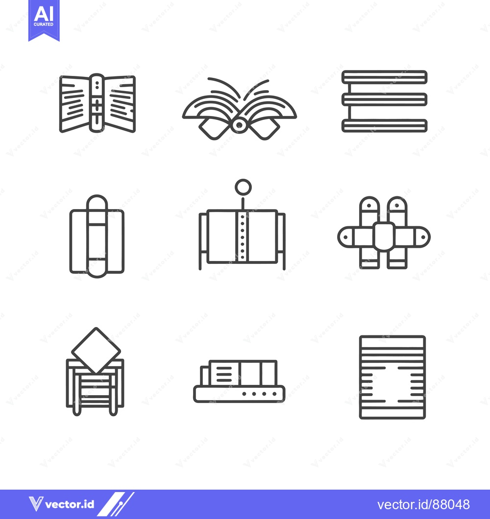 Premium Vector dari Nine Line Drawings Depicting Different Types of Books