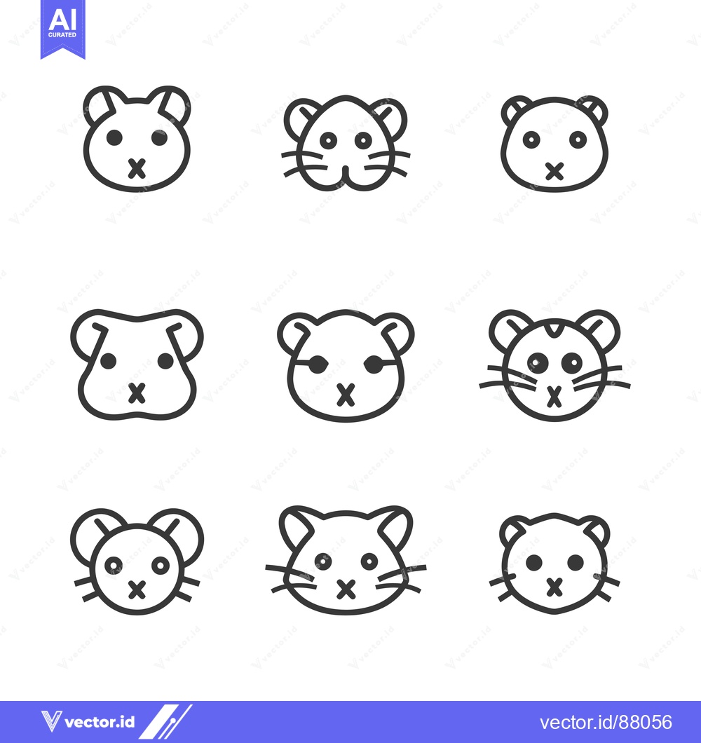 Premium Vector dari Nine Line Drawings of Animal Heads with Closed Mouths