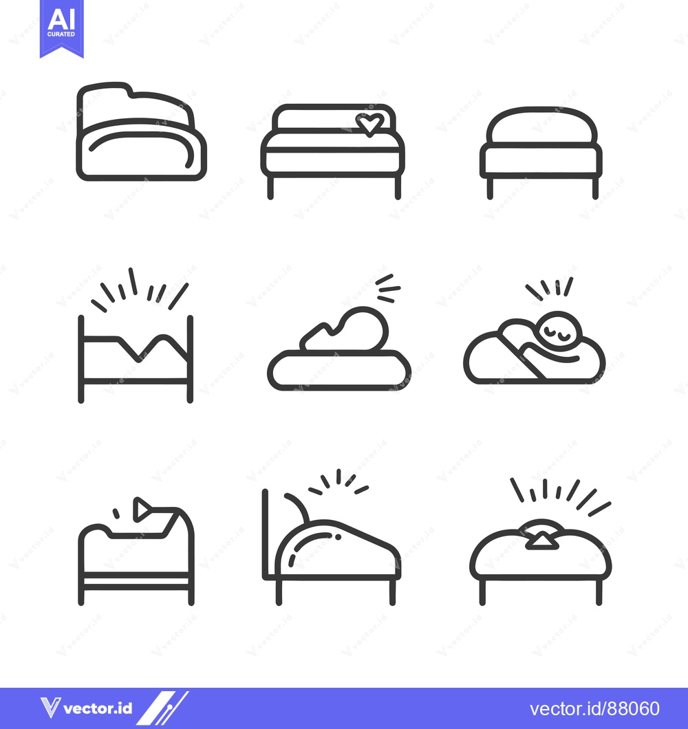 Premium Vector dari Nine Line Drawings of Beds and Sleeping Positions