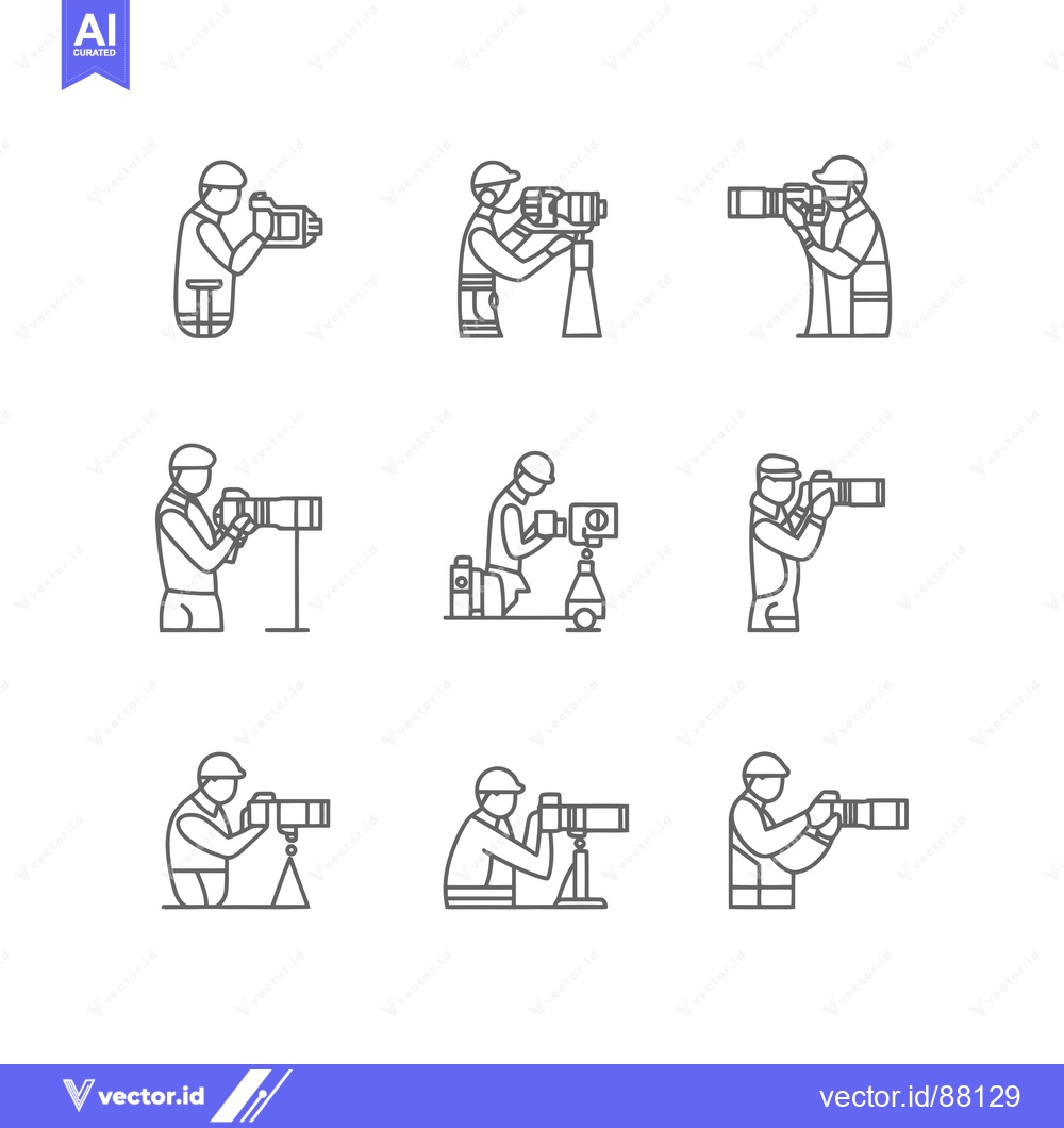 Premium Vector dari Nine Line Drawings of Photographers Taking Pictures
