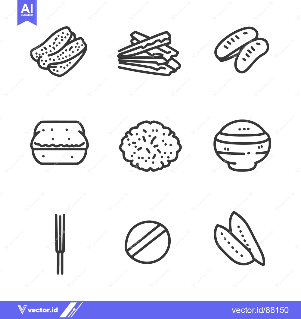Premium Vector dari Nine Line Drawings of Various Foods