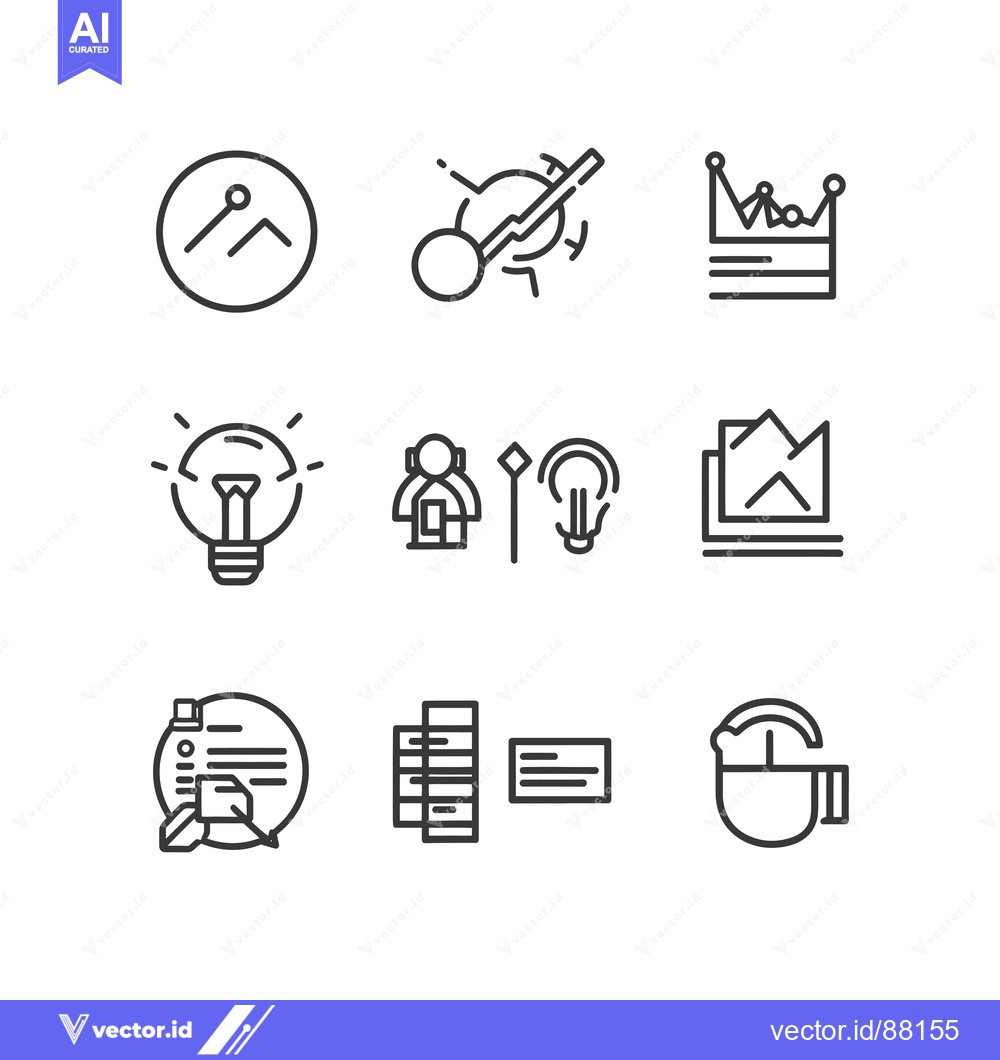 Premium Vector dari Nine Line Icons Depicting Business and Data Analysis Concepts