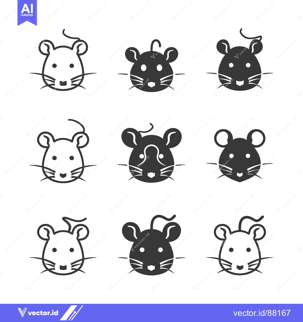 Premium Vector dari Nine Mouse Icons in Black and White, Featuring Outline and Solid Style