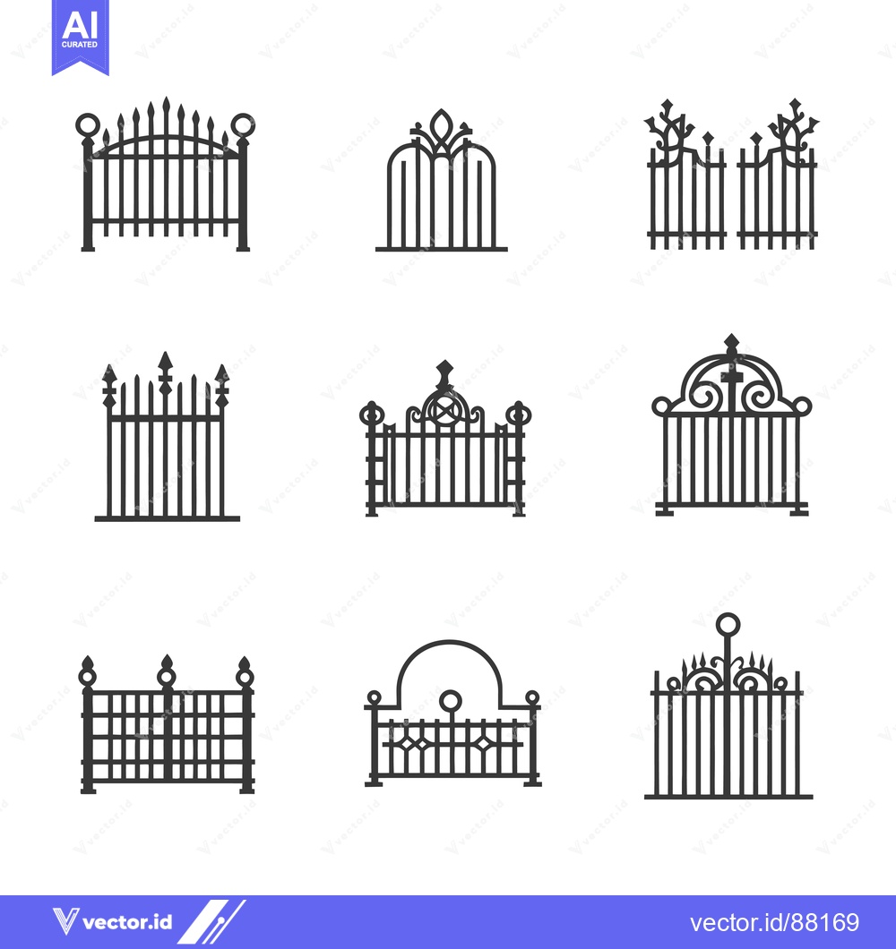 Premium Vector dari Nine Ornamental Gate and Fence Designs