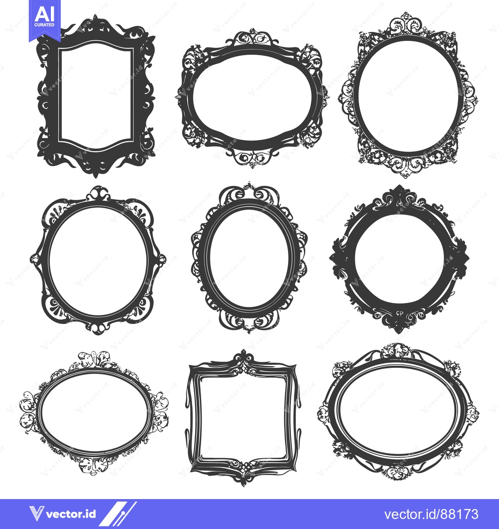Premium Vector dari Nine Ornate Decorative Frames with Intricate Designs