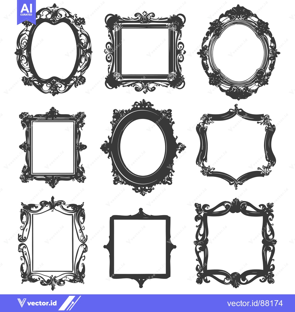 Premium Vector dari Nine Ornate Frames with Intricate Floral Designs