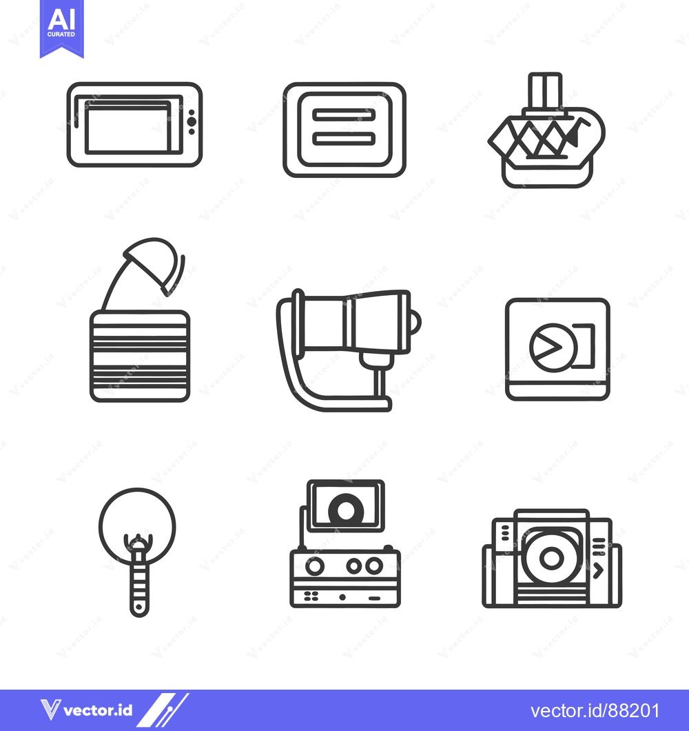 Premium Vector dari Nine Outline Icons of Different Technology Devices