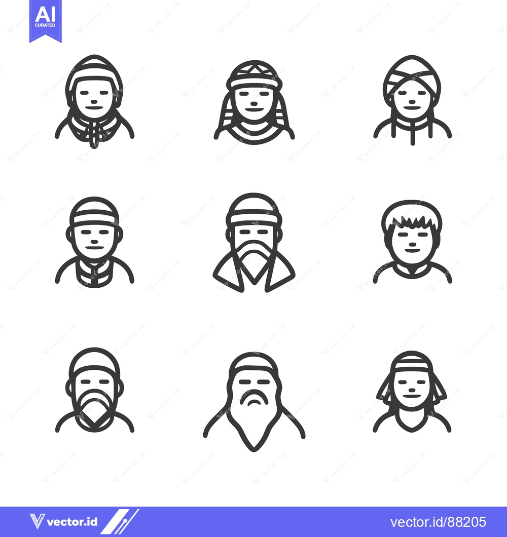Premium Vector dari Nine Outline Icons of People Wearing Different Headwear