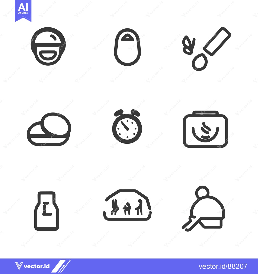 Premium Vector of Nine Outline Icons of Various Objects and Activities