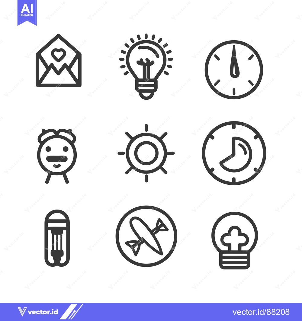 Premium Vector dari Nine Outline Icons of Various Themes