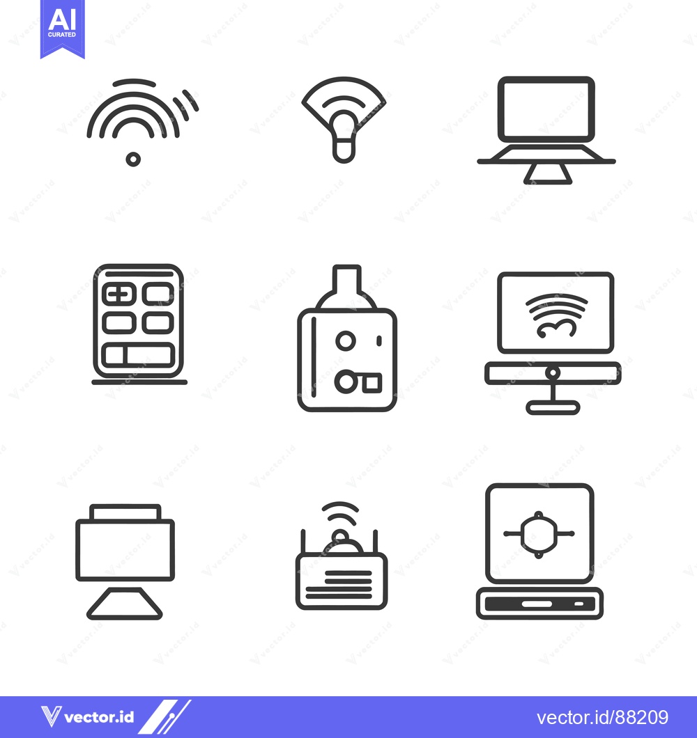 Premium Vector of Nine Outline Icons of Wireless Device Connections
