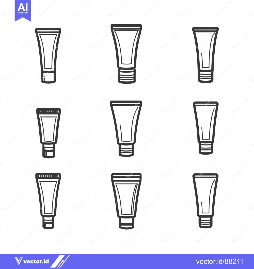 Premium Vector of Nine Outline Illustrations of Cosmetic Tubes
