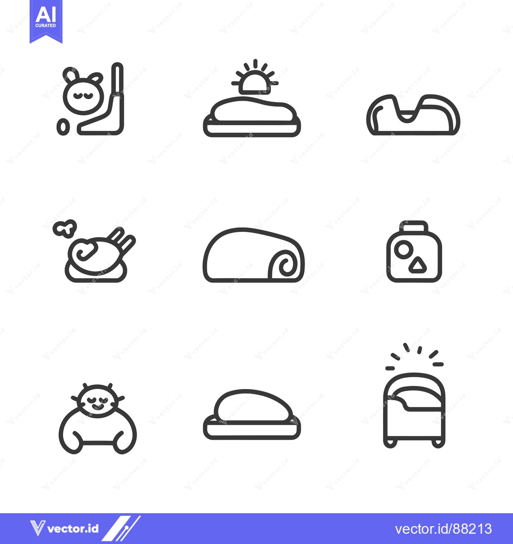 Premium Vector of Nine Outline Illustrations of Cute Animals Sleeping