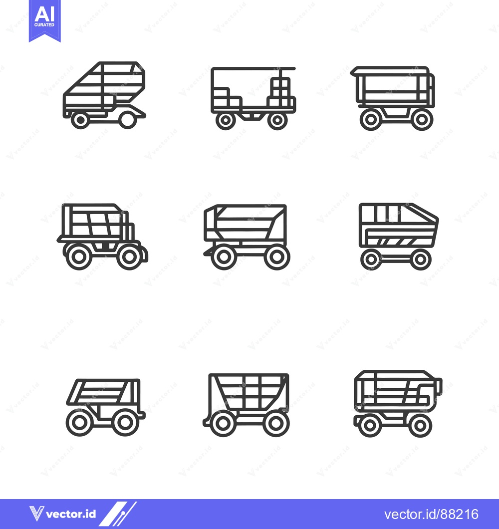 Premium Vector of Nine Outline Illustrations of Different Types of Trucks