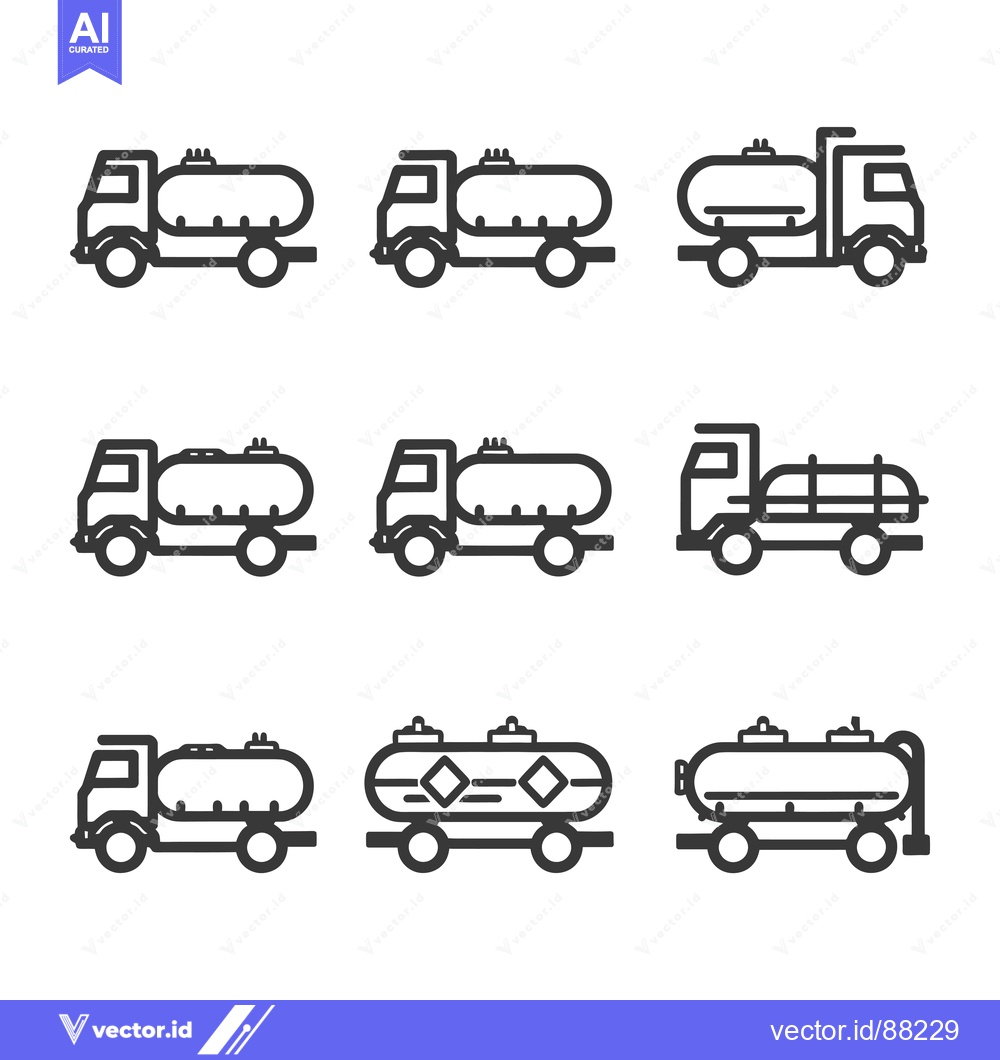 Premium Vector dari Nine Outline Illustrations of Tanker Trucks