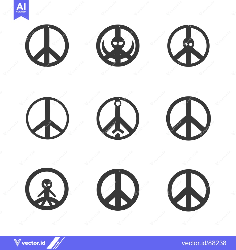 Premium Vector dari Nine Peace Signs with Different Symbols in the Center