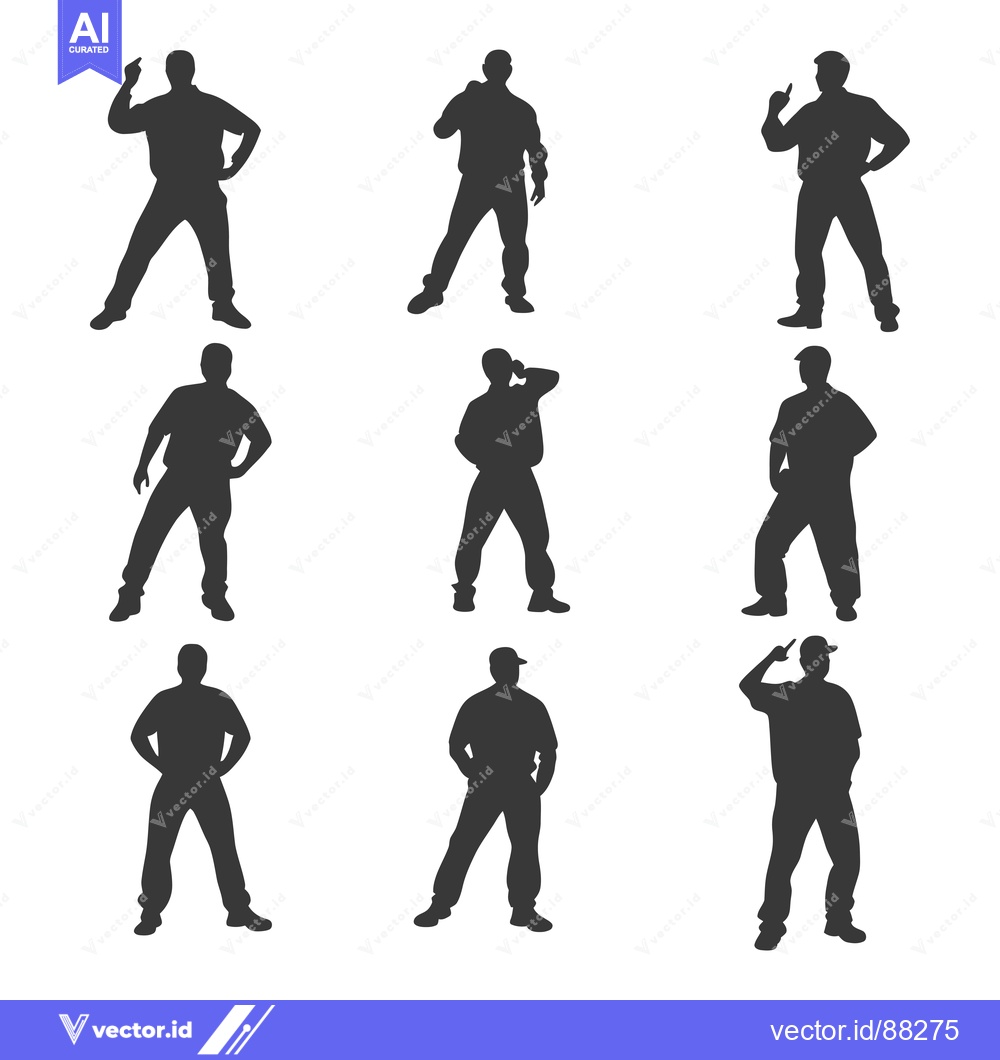Premium Vector dari Nine Silhouettes of Men in Different Poses