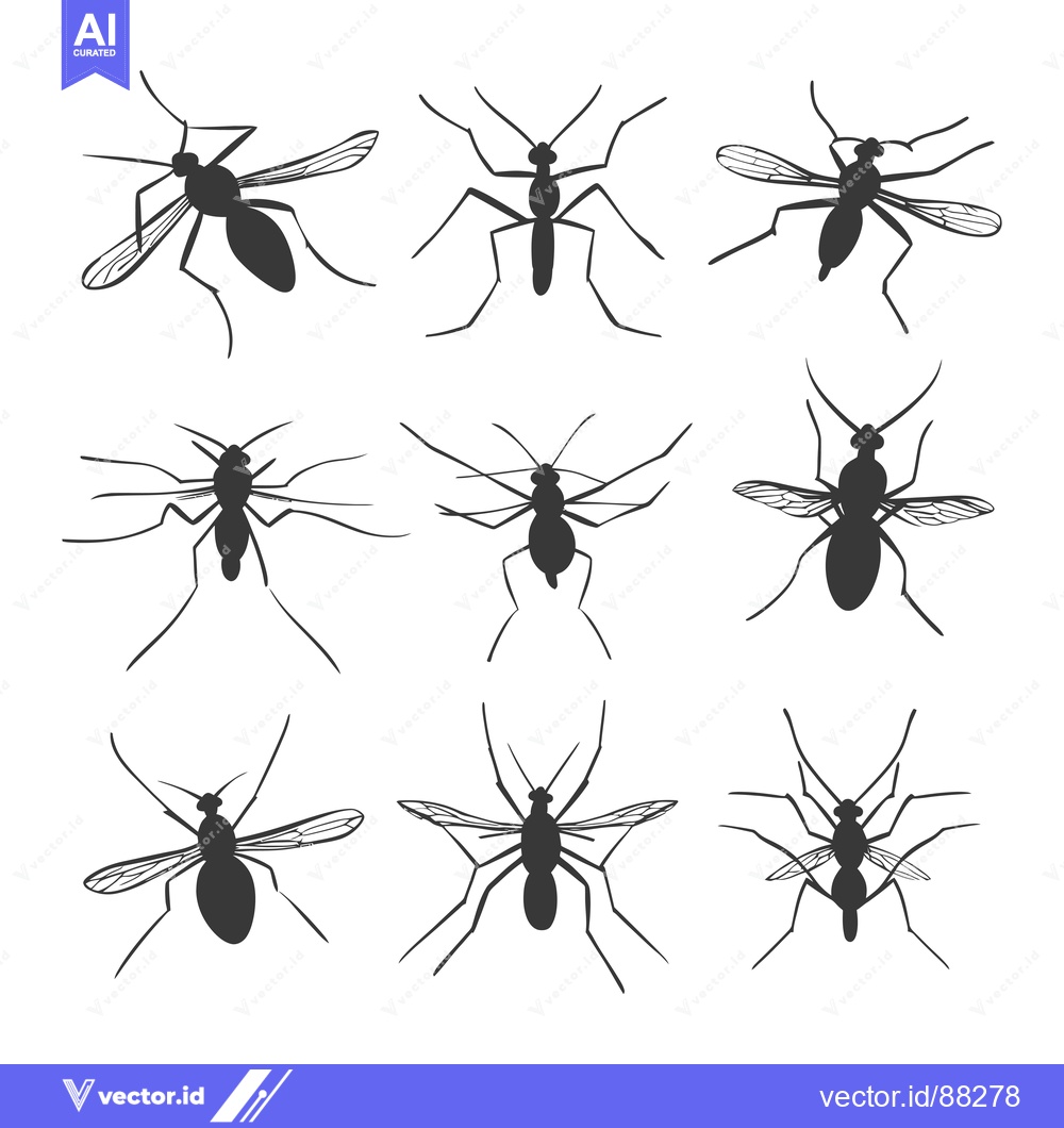 Premium Vector of Nine Silhouettes of Mosquitoes in Various Poses