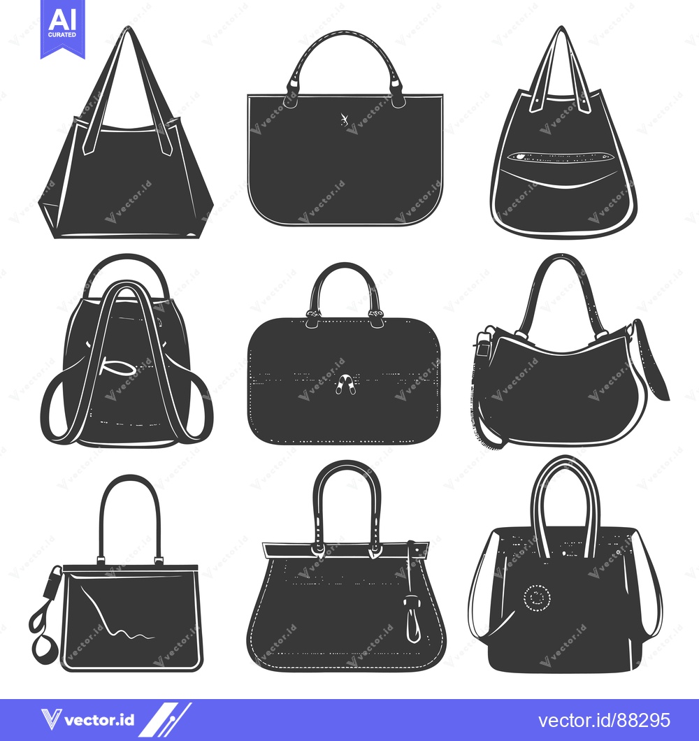 Premium Vector dari Nine Silhouettes of Various Styles of Handbags