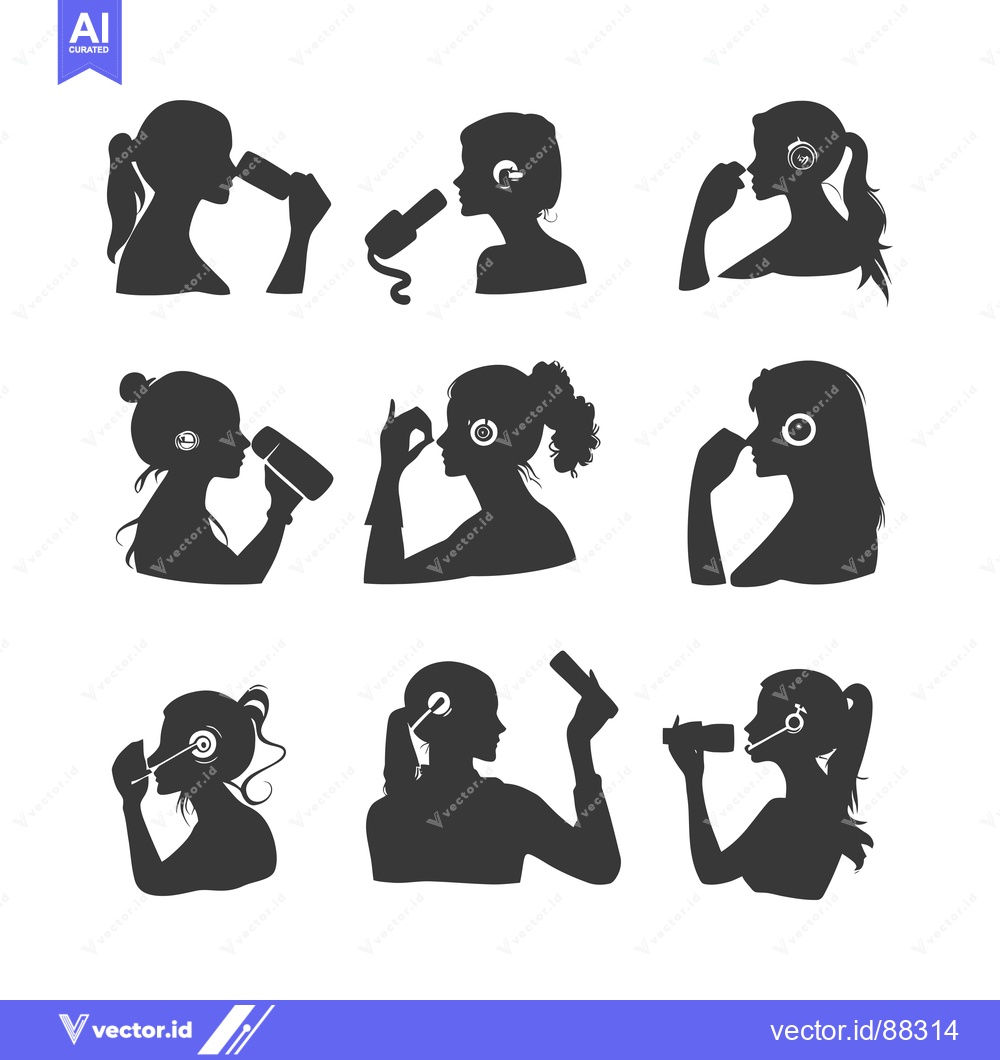 Premium Vector of Nine Silhouettes of Women with Different Activities