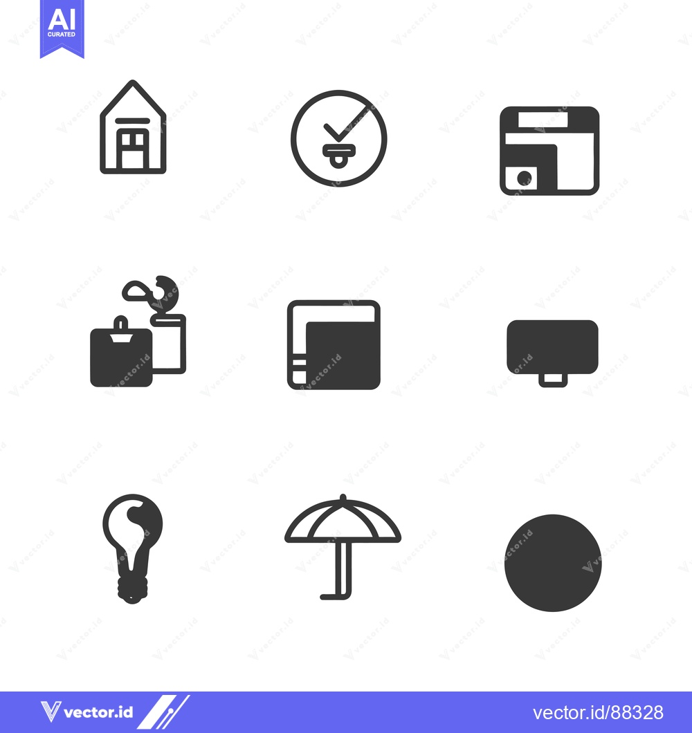 Premium Vector dari Nine Simple Black and White Icons