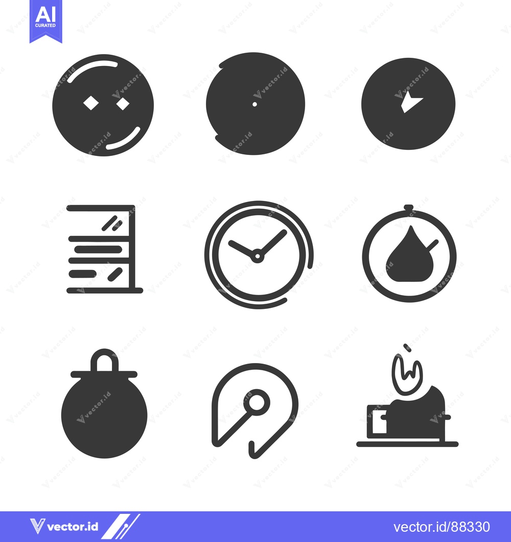 Premium Vector dari Nine Simple Black and White Icons on a White Background
