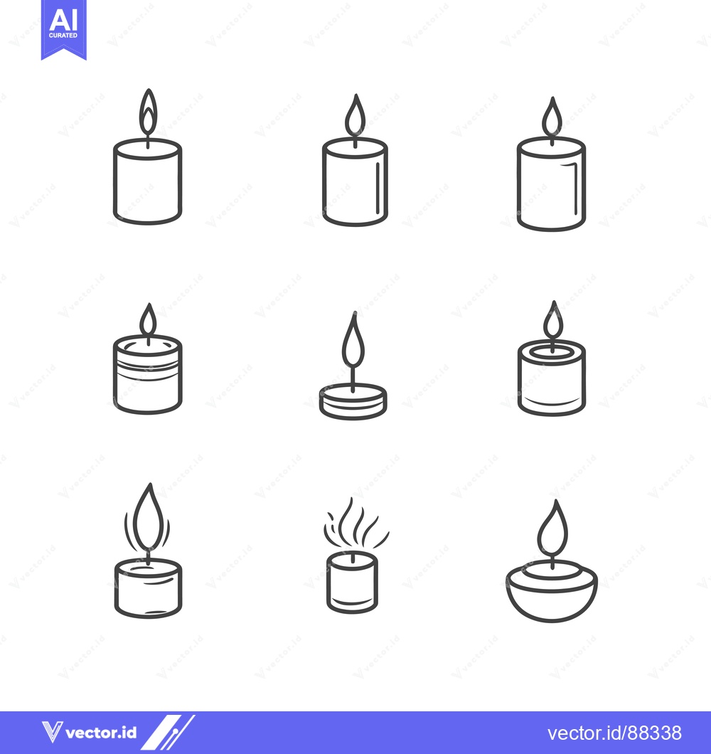 Premium Vector dari Nine Simple Candle Icons in Black Outline