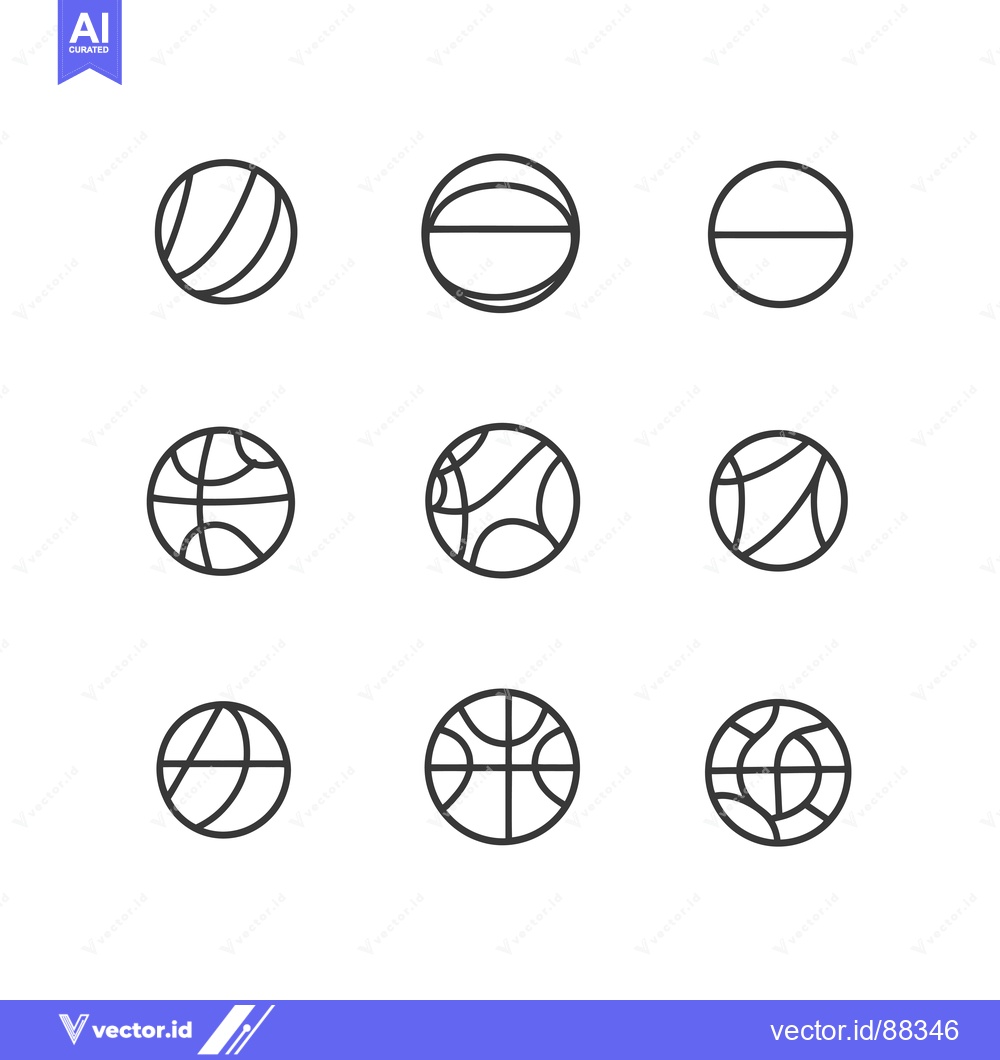 Premium Vector dari Nine Simple Line Drawings of Balls with Different Patterns