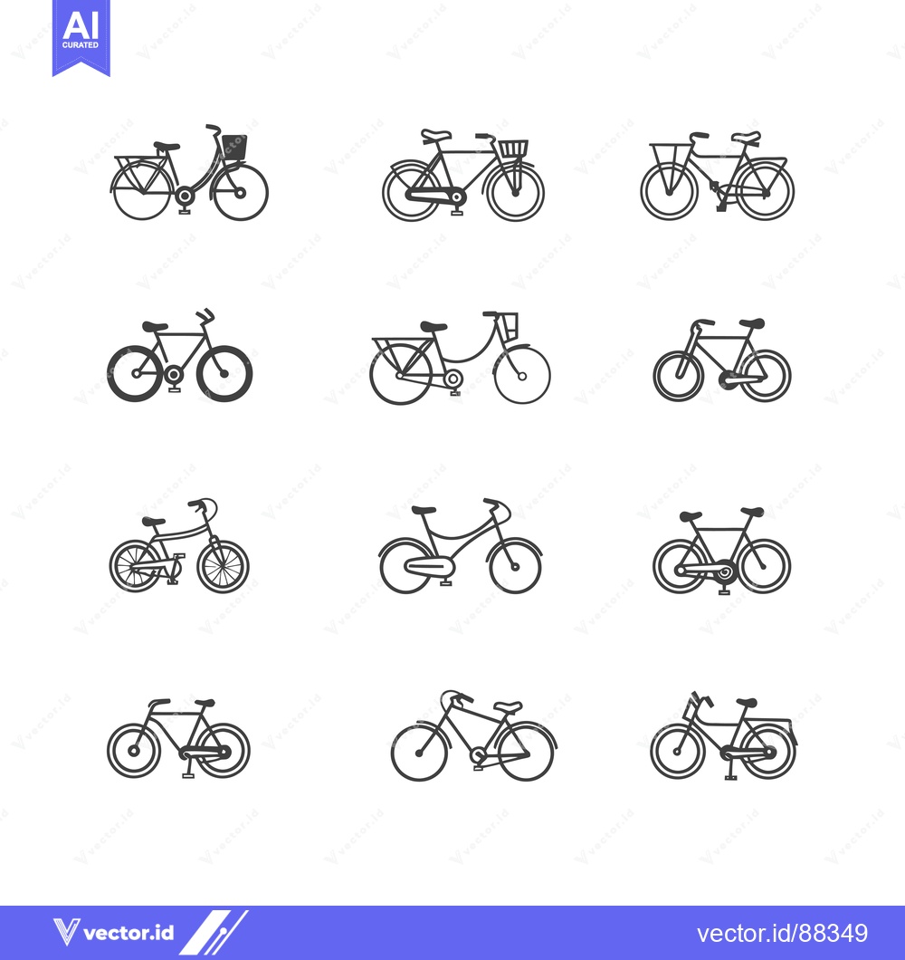 Premium Vector dari Nine Simple Line Drawings of Different Types of Bicycles